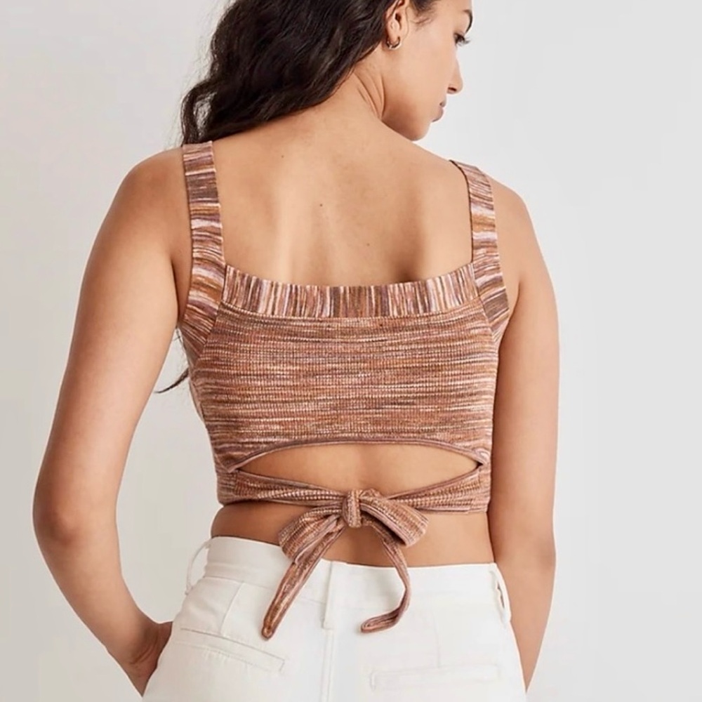 Madewell Rib-Knit Tie Back Crop Top 🧶 size Medium - like-new